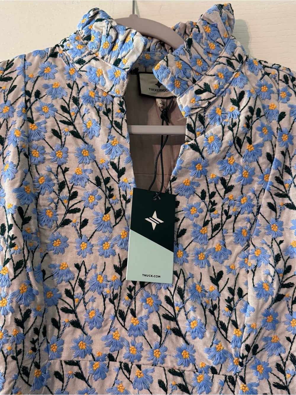 TUCKERNUCK Dress Blue Daisy Embroidered Palmerston Size Large NWT Pockets Lined - Picture 4 of 16